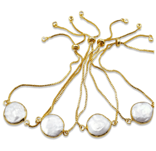 Kelly Gold Freshwater Pearl Bangle Bracelet - Pearl + Creek