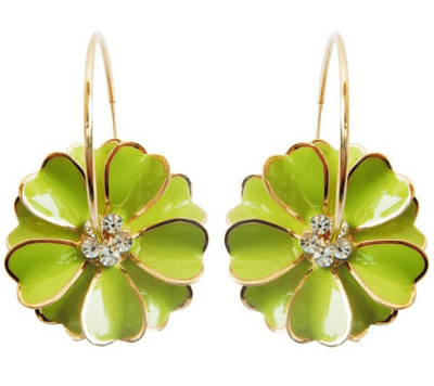 Astara Flower Enamel Crystal Hoop Earrings - Pearl + Creek