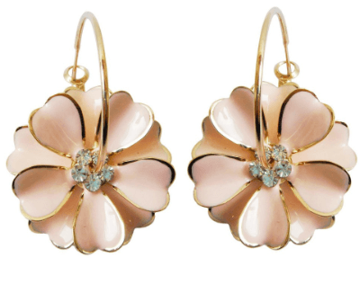 Astara Flower Enamel Crystal Hoop Earrings - Pearl + Creek