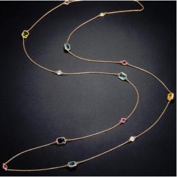 Gemma Long Crystal Necklace - Pearl + Creek