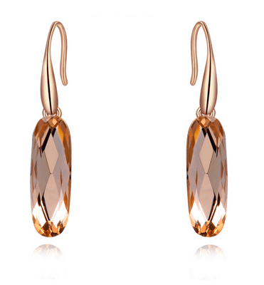 India Pink Translucent Oval Crystal Drop Earrings - Pearl + Creek
