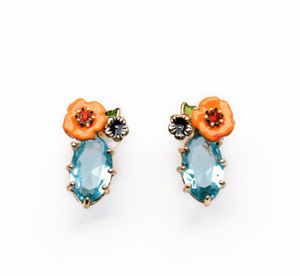 Blue Clara Flower Earrings - Pearl + Creek