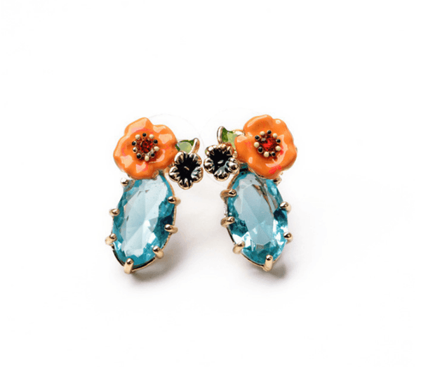 Blue Clara Flower Earrings - Pearl + Creek