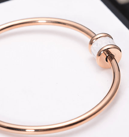 Finley Rose Gold Bangle Bracelet with Crystal - Pearl + Creek