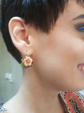 Elodie Flower Enamel Crystal Earrings - Pearl + Creek