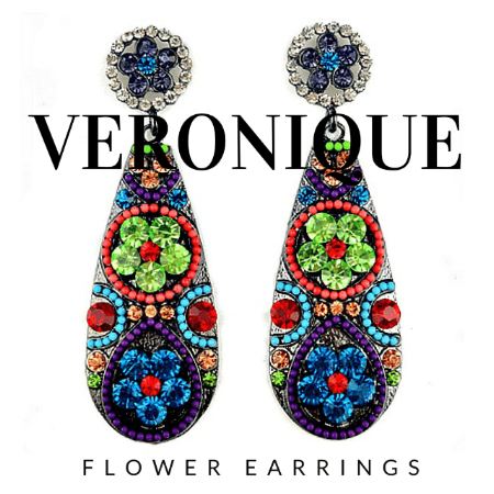Veronique Rhinestone Flower Drop Earrings - Pearl + Creek